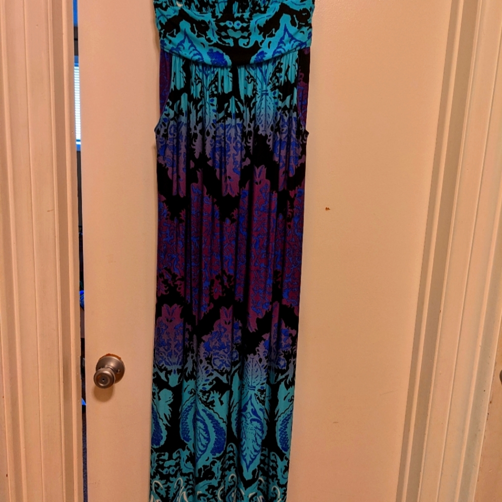 Strapless multicolored maxi